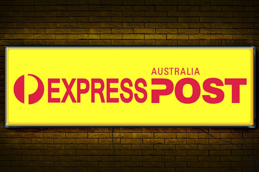 Neon signboard with AU POST EXPRESS design by © 2021 funnydrinking.com