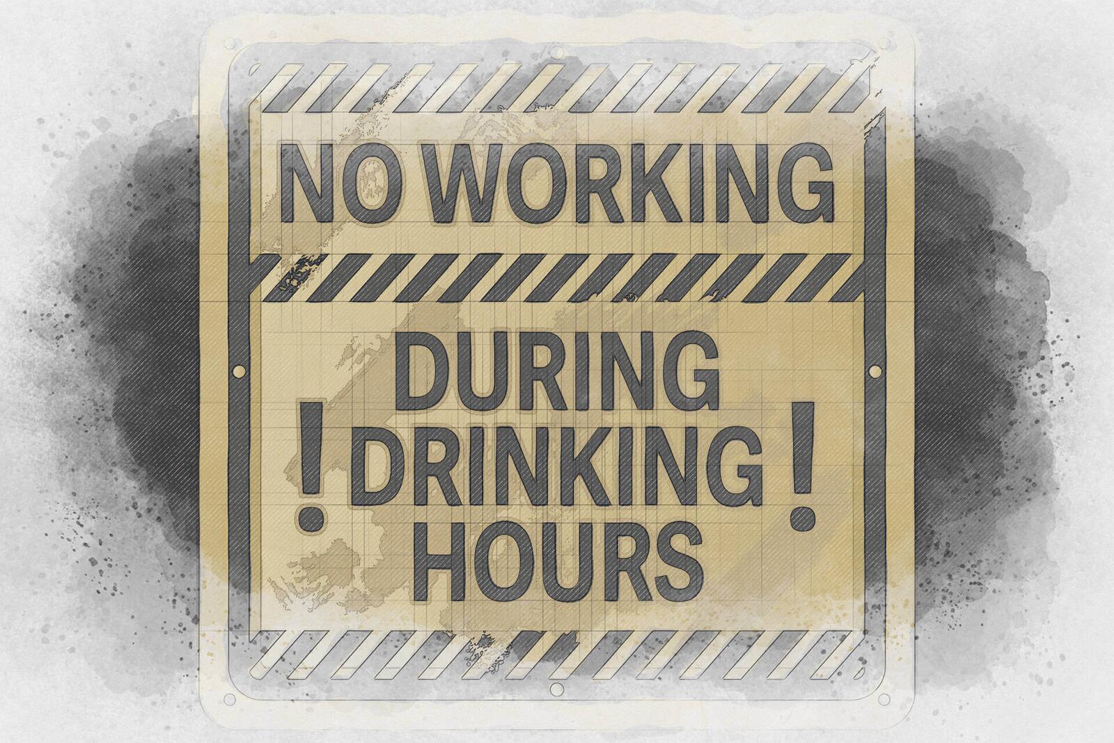 Artwork of the page with DRINKING HOURS design by funnydrinking.com
