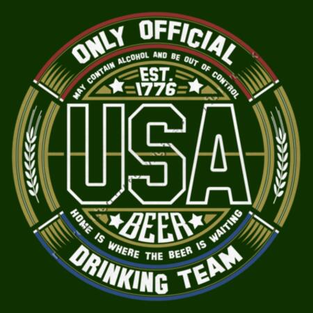 USA BEER DRINKING TEAM - OLD GLORY - MEN`S GREEN T-SHIRT - FRONT PRINT Design