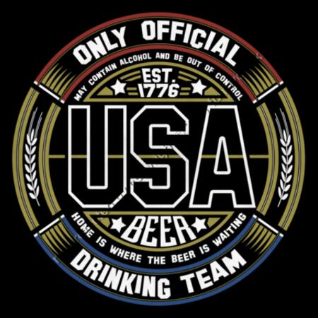 USA BEER DRINKING TEAM - OLD GLORY - MEN`S BLACK T-SHIRT - FRONT PRINT Design