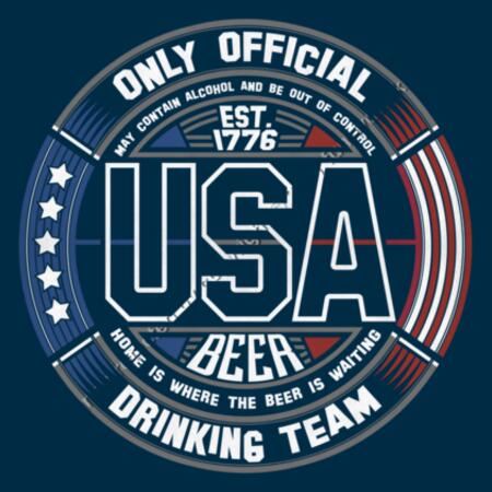 USA BEER DRINKING TEAM - STARS AND STRIPES - MEN`S NAVY T-SHIRT - FRONT PRINT Design