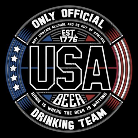 USA BEER DRINKING TEAM - STARS AND STRIPES - MEN`S BLACK T-SHIRT - FRONT PRINT Design