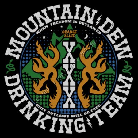 MOUNTAIN DEW DRINKING TEAM - ORANGE SLICE - OUTLAWS COLLECTION - MEN`S BLACK T-SHIRT - FRONT PRINT Design