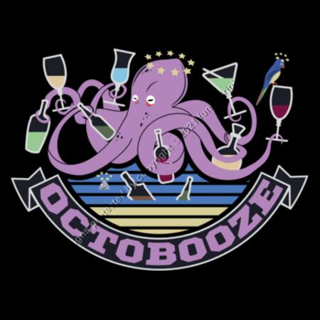 OCTOBOOZE - WOMEN`S BLACK CROP TOP - FRONT PRINT Design