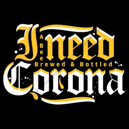 I NEED CORONA - WOMEN`S BLACK CROP TOP - FRONT PRINT Design