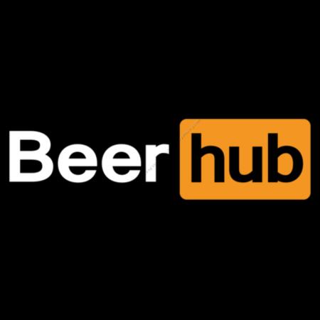 BEER HUB - MEN`S BLACK HOODIE - FRONT PRINT Design