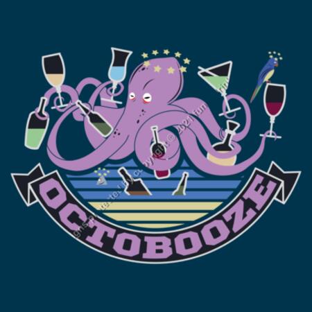 OCTOBOOZE - WOMEN`S NAVY T-SHIRT - FRONT PRINT Design