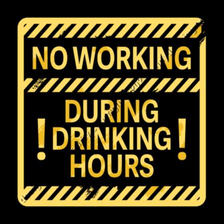 DRINKING HOURS - MEN`S BLACK T-SHIRT - FRONT PRINT  Design