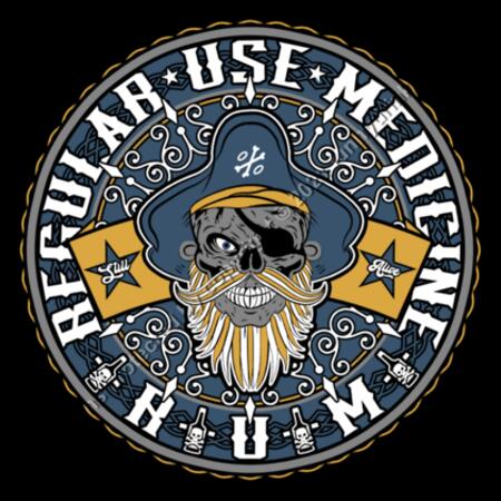 RUM SOUTH - REGULAR USE MEDICINE - MEN`S BLACK T-SHIRT - FRONT PRINT Design