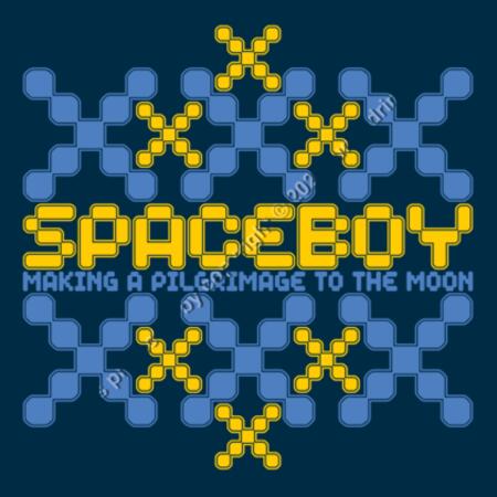 XXX SPACEBOY - MAKING A PILGRIMAGE TO THE MOON - MEN`S NAVY T-SHIRT - FRONT PRINT Design