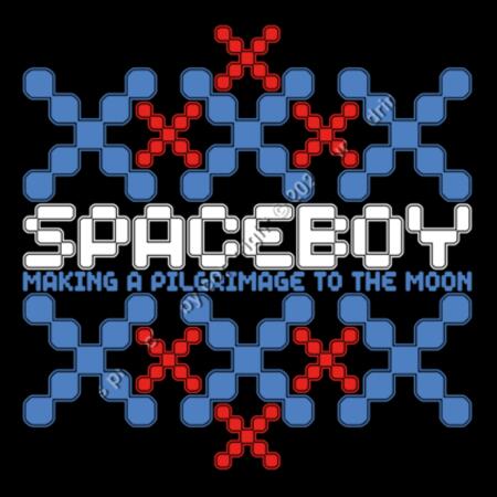 XXX SPACEBOY - MAKING A PILGRIMAGE TO THE MOON - MEN`S BLACK HOODIE - FRONT PRINT Design