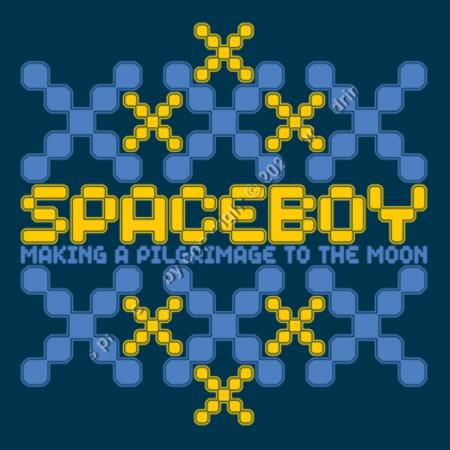 XXX SPACEBOY - MAKING A PILGRIMAGE TO THE MOON - MEN`S NAVY HOODIE - FRONT PRINT Design