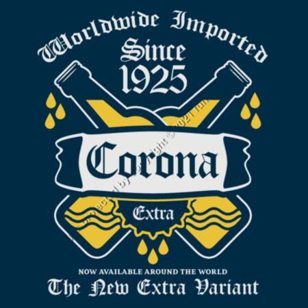 CORONA EXTRA - MEN`S NAVY T-SHIRT - FRONT PRINT Design
