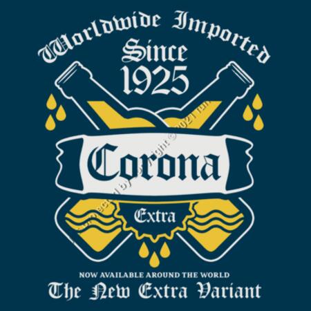 CORONA EXTRA - WOMEN`S NAVY T-SHIRT - FRONT PRINT Design
