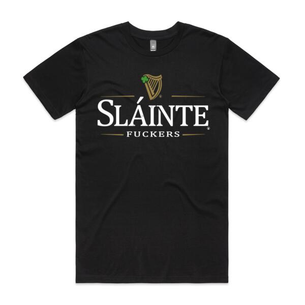 SLÁINTE FUCKERS - MEN`S BLACK T-SHIRT - FRONT PRINT Thumbnail