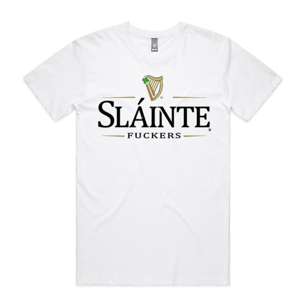 SLÁINTE FUCKERS - MEN`S WHITE T-SHIRT - FRONT PRINT Thumbnail