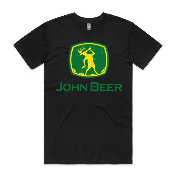 JOHN BEER - GREEN - MEN`S BLACK T-SHIRT - FRONT PRINT Thumbnail