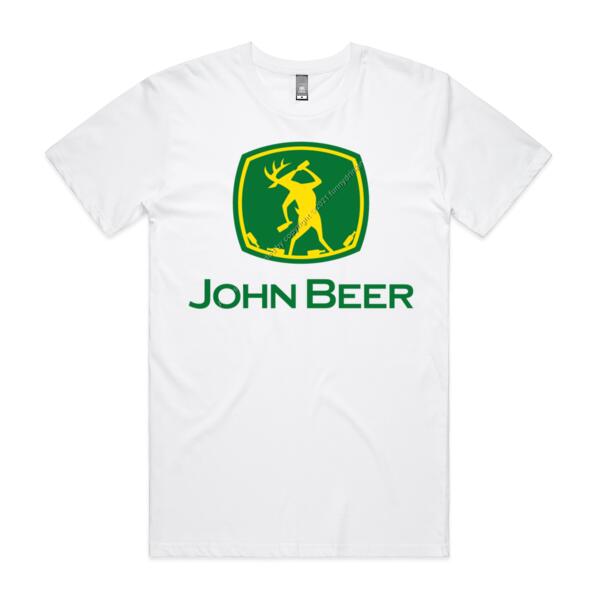 JOHN BEER - GREEN - MEN`S WHITE T-SHIRT - FRONT PRINT Thumbnail