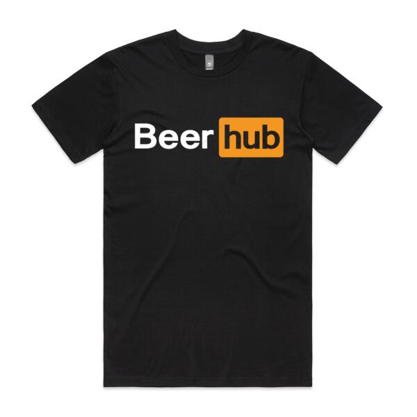 BEER HUB - MEN`S BLACK T-SHIRT - FRONT PRINT Thumbnail