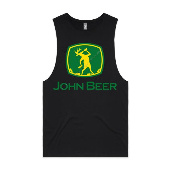 JOHN BEER - GREEN - MEN`S BLACK TANK TOP - FRONT PRINT Thumbnail