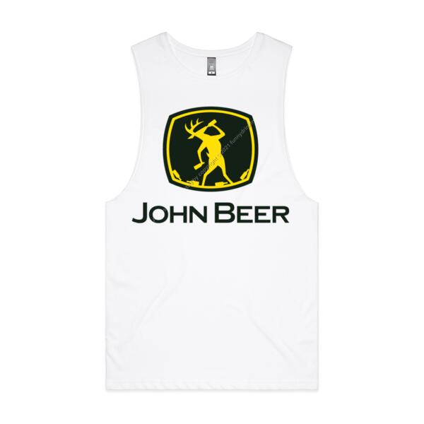 JOHN BEER - BLACK - MEN`S WHITE TANK TOP - FRONT PRINT Thumbnail