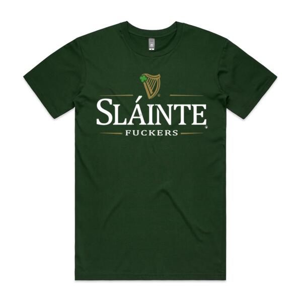 SLÁINTE FUCKERS - MEN`S GREEN T-SHIRT - FRONT PRINT Thumbnail