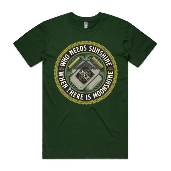 WHO NEEDS SUNSHINE WHEN THERE IS MOONSHINE - MEN`S GREEN T-SHIRT - FRONT PRINT Thumbnail