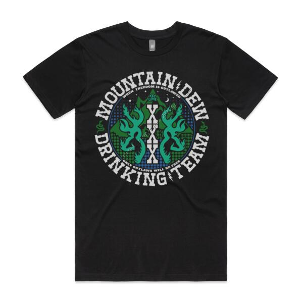 MOUNTAIN DEW DRINKING TEAM - KEY LIME - OUTLAWS COLLECTION - MEN`S BLACK T-SHIRT - FRONT PRINT Thumbnail
