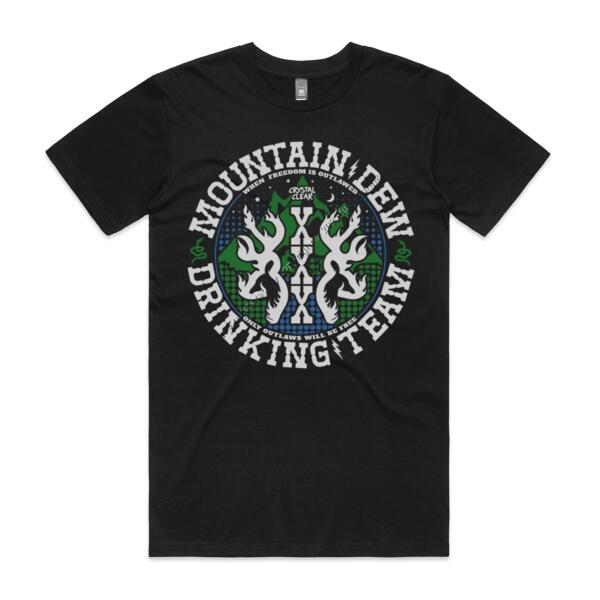 MOUNTAIN DEW DRINKING TEAM - CRYSTAL CLEAR - OUTLAWS COLLECTION - MEN`S BLACK T-SHIRT - FRONT PRINT Thumbnail