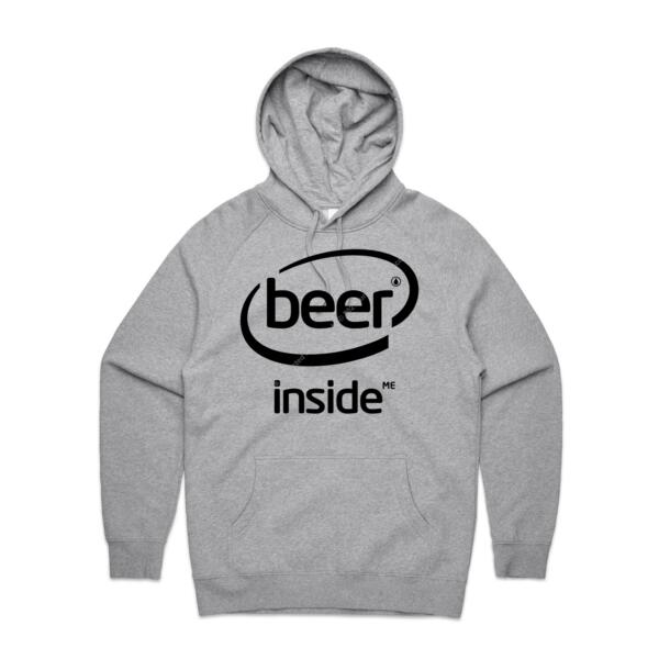 BEER INSIDE ME - BLACK - MEN`S GREY HOODIE - FRONT PRINT Thumbnail