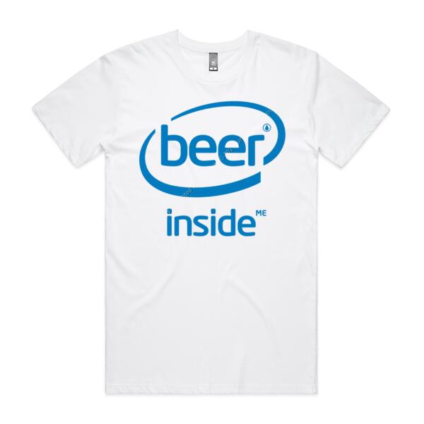 BEER INSIDE ME - BLUE - MEN`S WHITE T-SHIRT - FRONT PRINT Thumbnail