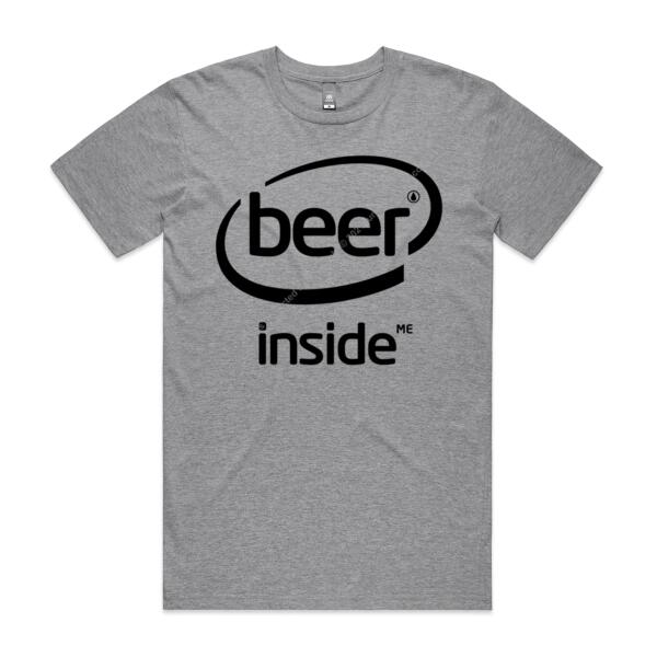 BEER INSIDE ME - BLACK - MEN`S GREY T-SHIRT - FRONT PRINT Thumbnail