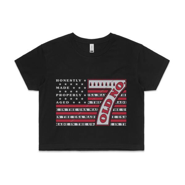 OLD NUMBER 7 - WOMEN`S BLACK CROP TOP - FRONT PRINT Thumbnail