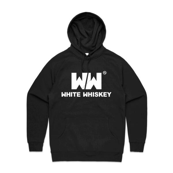 WHITE WHISKEY - MEN`S BLACK HOODIE - FRONT PRINT Thumbnail