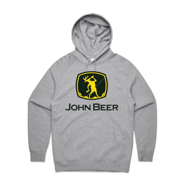 JOHN BEER - MEN`S GREY HOODIE - FRONT PRINT Thumbnail
