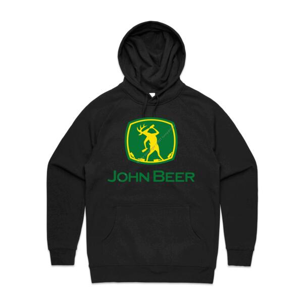 JOHN BEER - MEN`S BLACK HOODIE - FRONT PRINT Thumbnail