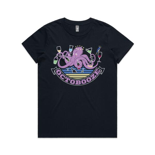 OCTOBOOZE - WOMEN`S NAVY T-SHIRT - FRONT PRINT Thumbnail