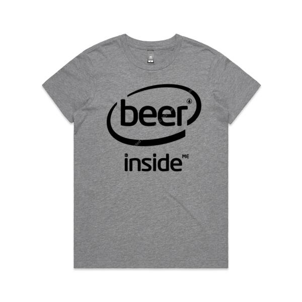 BEER INSIDE ME - BLACK - WOMEN`S GREY T-SHIRT - FRONT PRINT Thumbnail