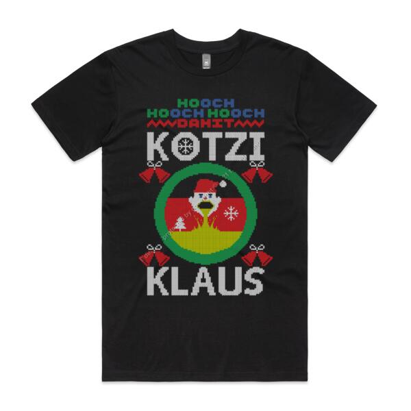 KOTZI KLAUS - UGLY CHRISTMAS COLLECTION - MEN`S BLACK T-SHIRT - FRONT PRINT Thumbnail