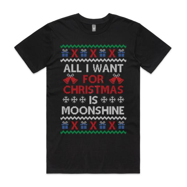 ALL I WANT FOR CHRISTMAS - UGLY CHRISTMAS COLLECTION - MEN`S BLACK T-SHIRT - FRONT PRINT Thumbnail