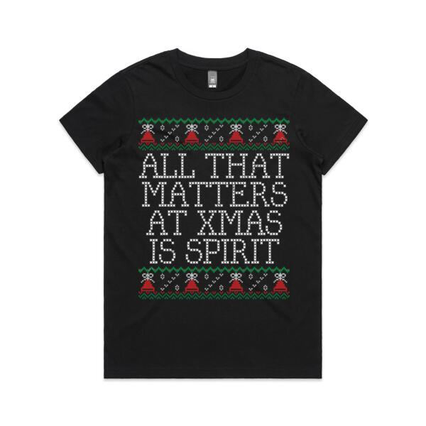 ALL THAT MATTERS - UGLY CHRISTMAS COLLECTION - WOMEN`S BLACK T-SHIRT - FRONT PRINT Thumbnail
