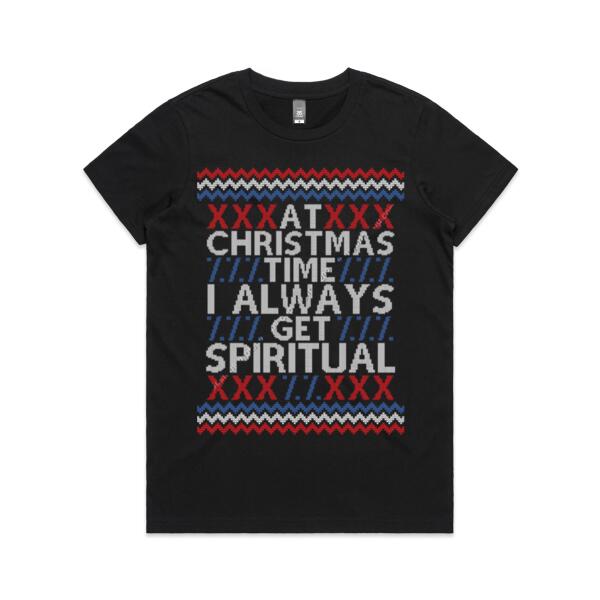 SPIRITUAL - UGLY CHRISTMAS COLLECTION - WOMEN`S BLACK T-SHIRT - FRONT PRINT Thumbnail