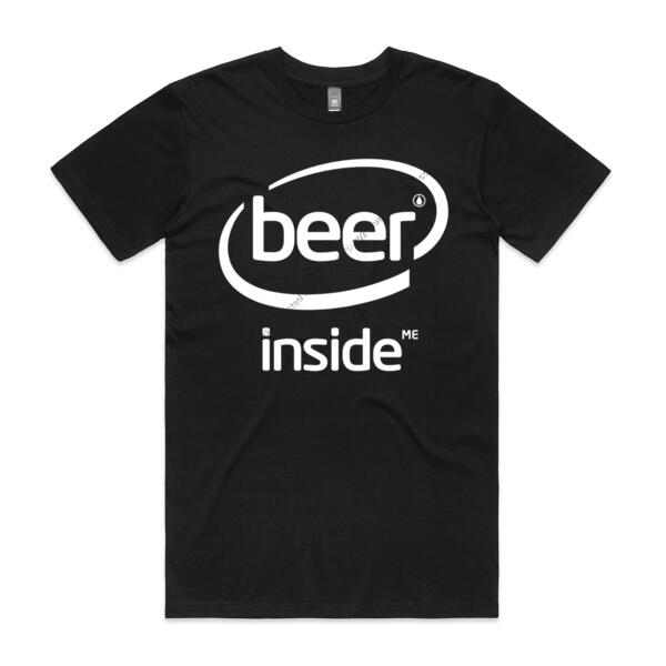 BEER INSIDE ME - WHITE - MEN`S BLACK T-SHIRT - FRONT PRINT Thumbnail