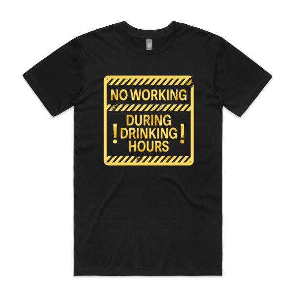 DRINKING HOURS - MEN`S BLACK T-SHIRT - FRONT PRINT  Thumbnail