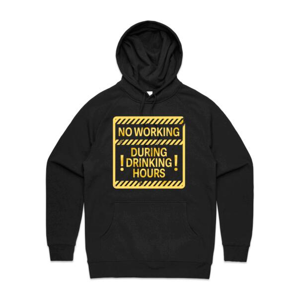 DRINKING HOURS - MEN`S BLACK HOODIE - FRONT PRINT Thumbnail