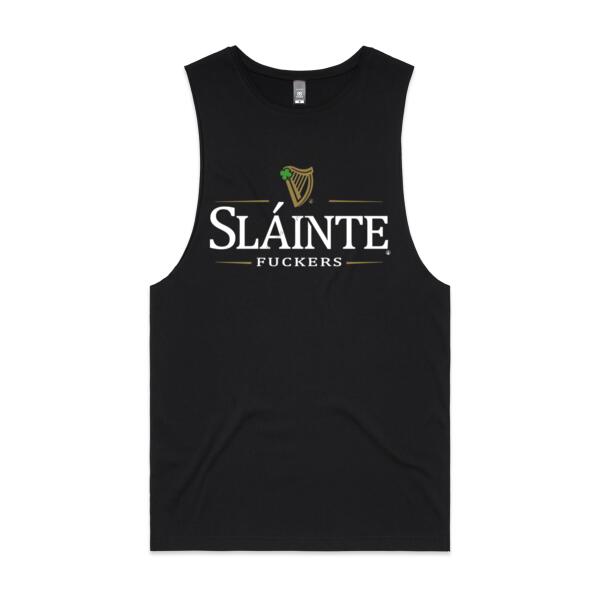 SLÁINTE FUCKERS - MEN`S BLACK TANK TOP - FRONT PRINT Thumbnail