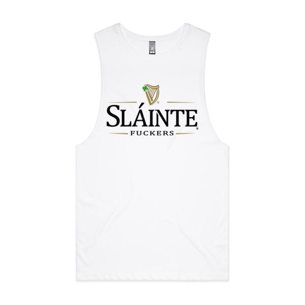 SLÁINTE FUCKERS - MEN`S WHITE TANK TOP - FRONT PRINT Thumbnail