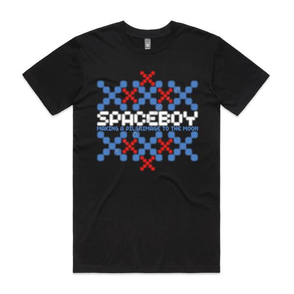 XXX SPACEBOY - MAKING A PILGRIMAGE TO THE MOON - MEN`S BLACK T-SHIRT - FRONT PRINT Thumbnail