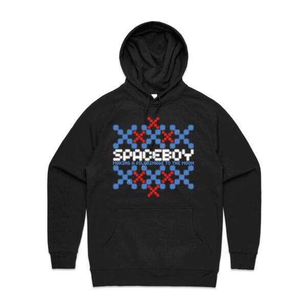 XXX SPACEBOY - MAKING A PILGRIMAGE TO THE MOON - MEN`S BLACK HOODIE - FRONT PRINT Thumbnail