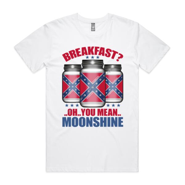 OH YOU MEAN MOONSHINE - BREAKFAST - MEN`S WHITE T-SHIRT - FRONT PRINT Thumbnail